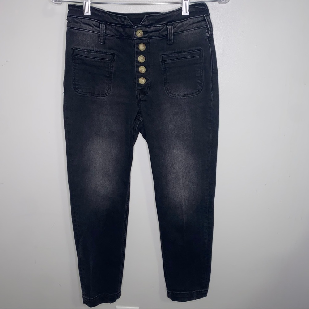 Pilcro & The Letterpress black high rise slim utility jeans size 26P 26 Petite